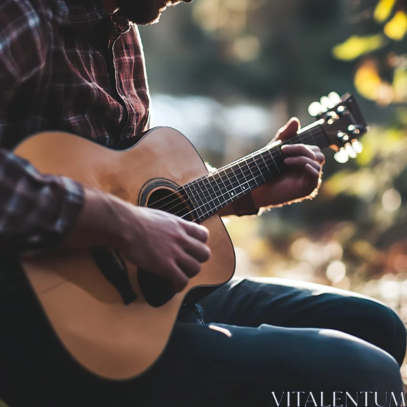 Outdoor Guitar Session in Sunlight AI Image