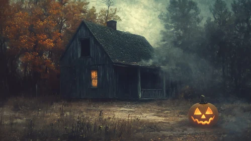 Spooky Halloween Scene with Foggy Atmosphere