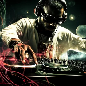 DJ at Nightclub with Turntable