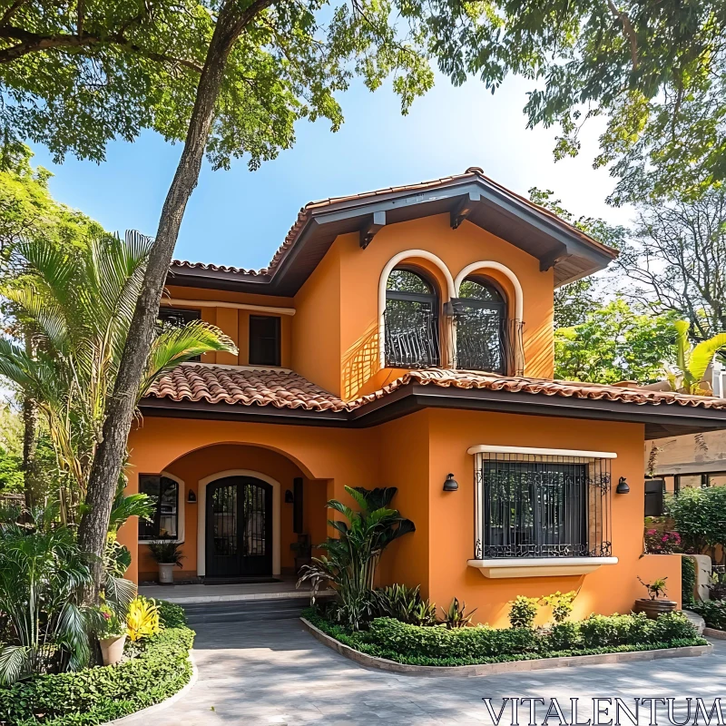 Mediterranean-Style House with Orange Facade