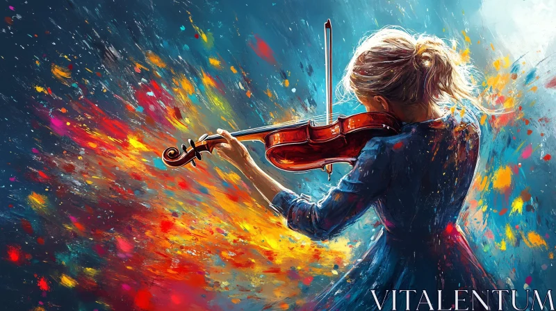Colorful Abstract Violin Player Painting