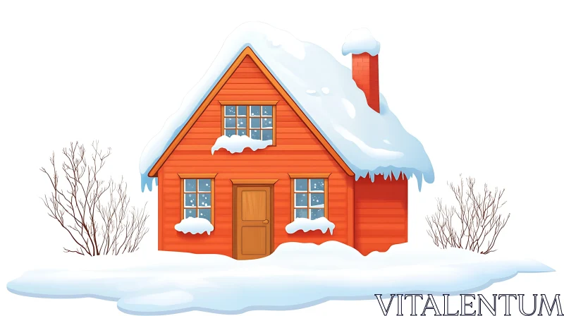 Charming Winter Cottage AI Image