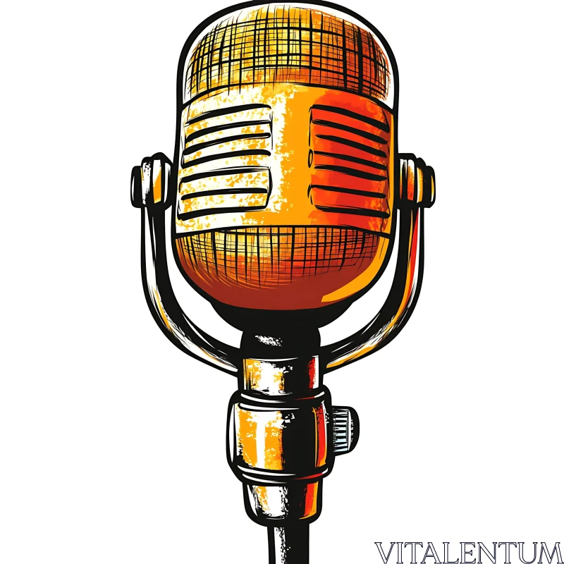 Stylized Retro Microphone – Vintage Audio Art AI Image