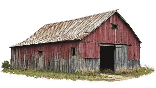 Weathered Red Barn in Countryside