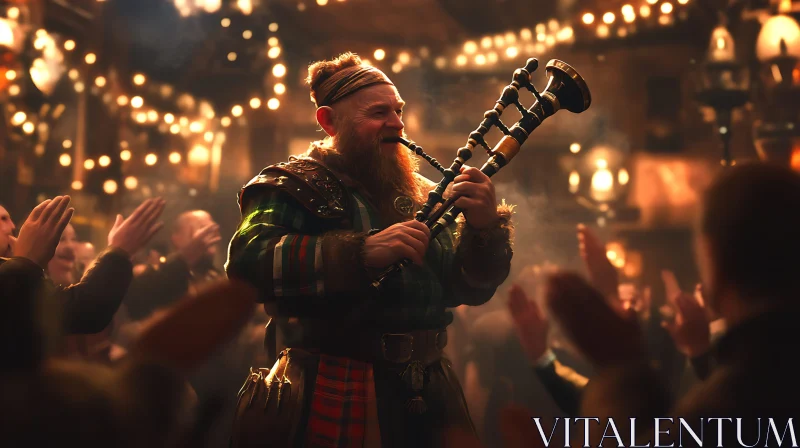 Scottish Musician Playing Bagpipes at Celebration AI Image