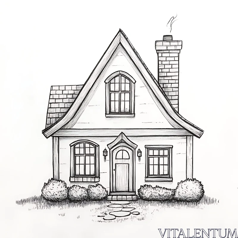 Cozy House Sketch Illustration AI Image