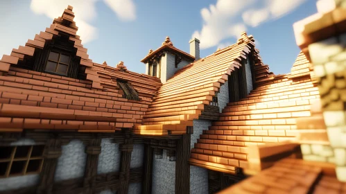 Vintage Medieval Architecture with Detailed Roof and Timber