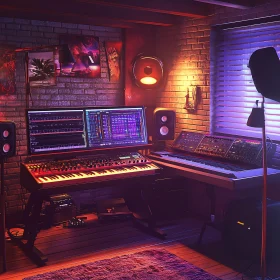 Warmly Lit Music Studio for Creative Music Production