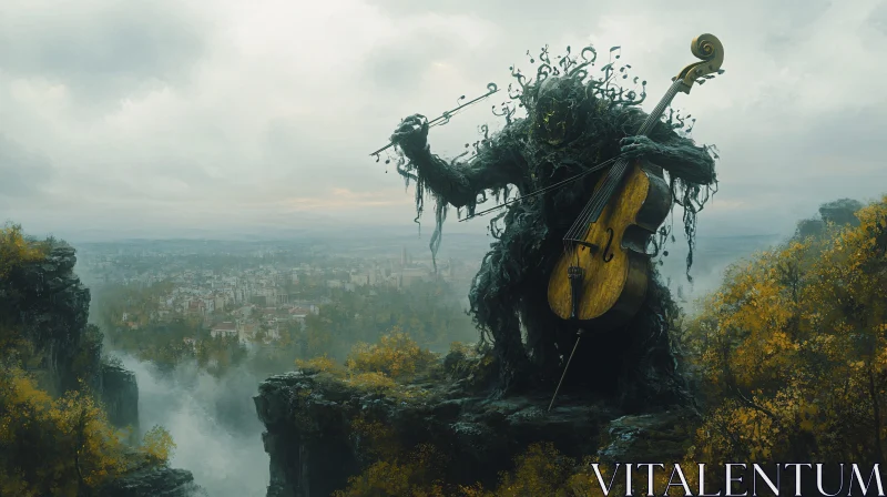 Mythical Tree Creature Plays Cello AI Image