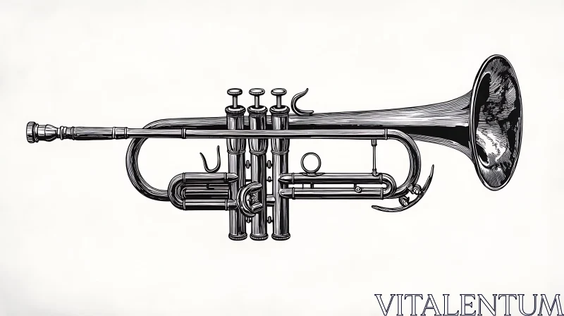 Artistic Drawing of a Trumpet AI Image