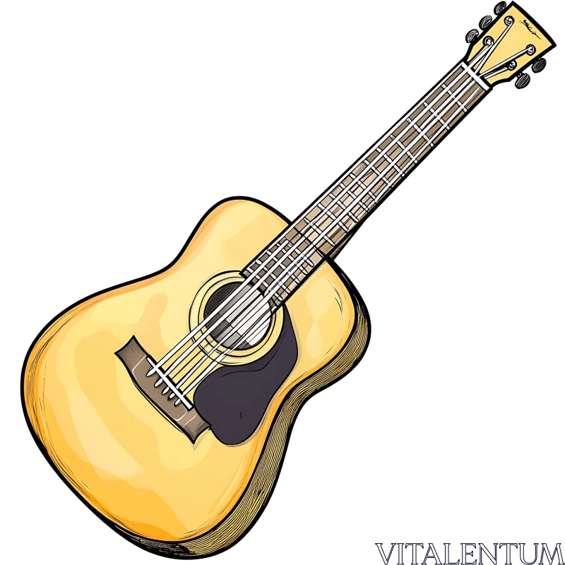 Detailed Acoustic Guitar Illustration AI Image