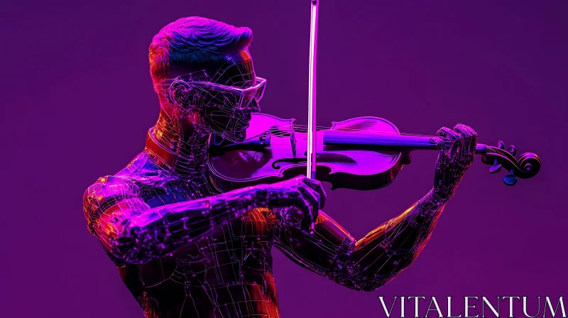 Futuristic Robot Violinist AI Image