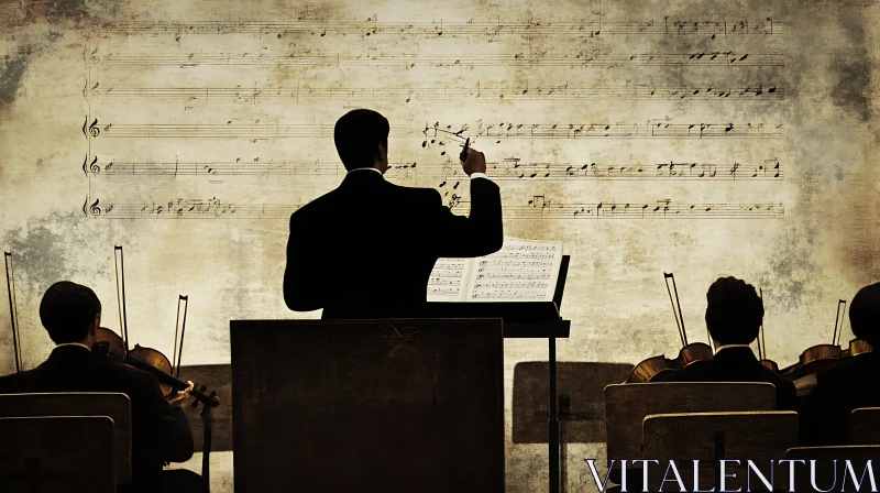 Conductor and Musicians in an Orchestral Performance AI Image