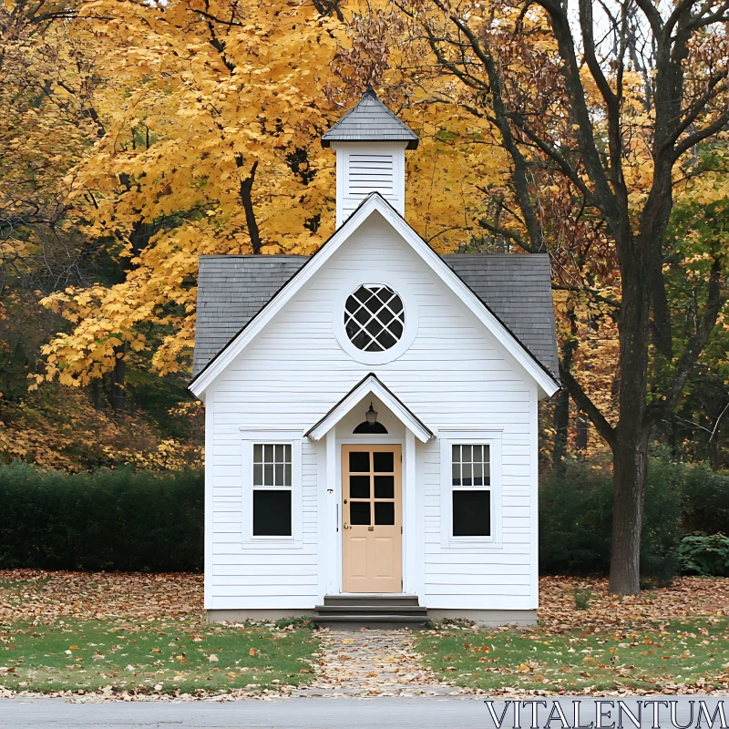 Charming Cottage During Fall Season AI Image