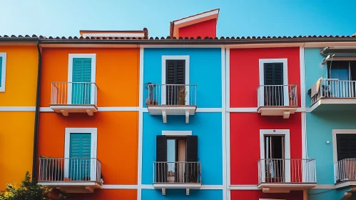 Vibrant Painted Houses with Balconies