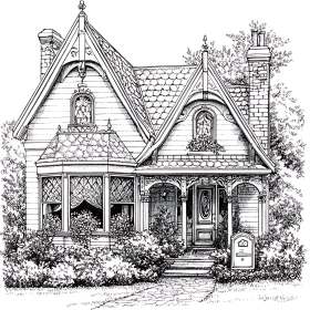 Ornate Victorian House Drawing