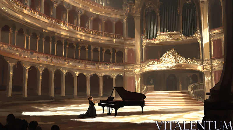 Ornate Theater Featuring a Grand Piano Performance AI Image