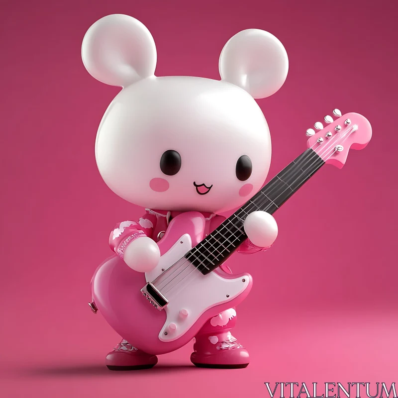 AI ART Adorable Bunny Musician with Guitar