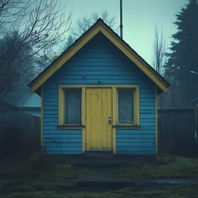 Moody Cabin in Fog