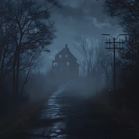 Spooky Old Mansion in the Fog