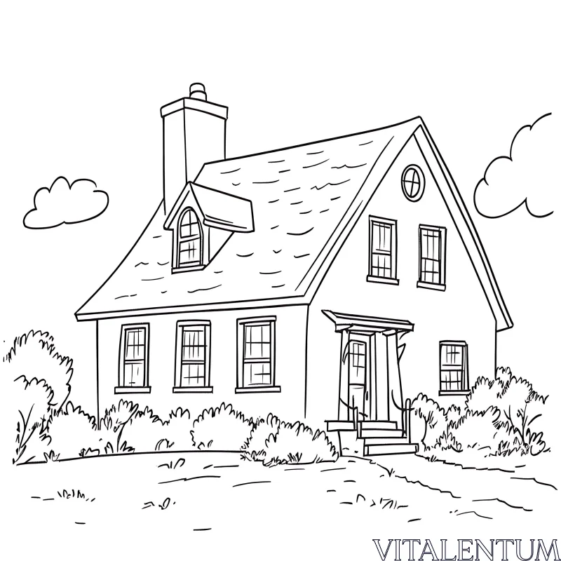 Charming Cottage House Sketch AI Image