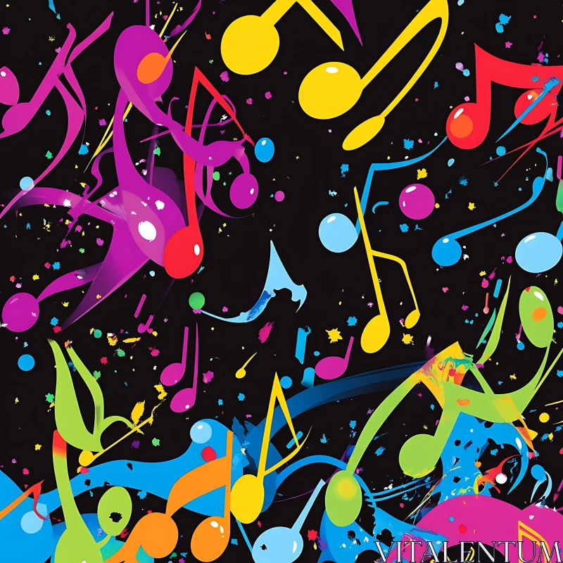 AI ART Vivid Musical Notes Abstract Art