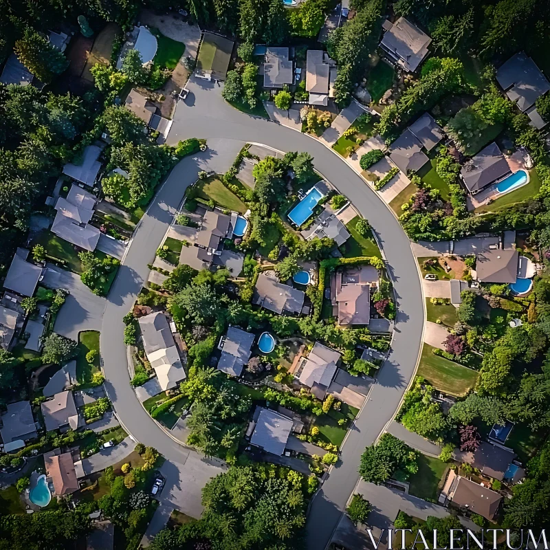 Suburban Neighborhood Aerial Perspective AI Image