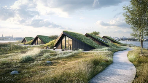 Green-Roofed Homes by the River