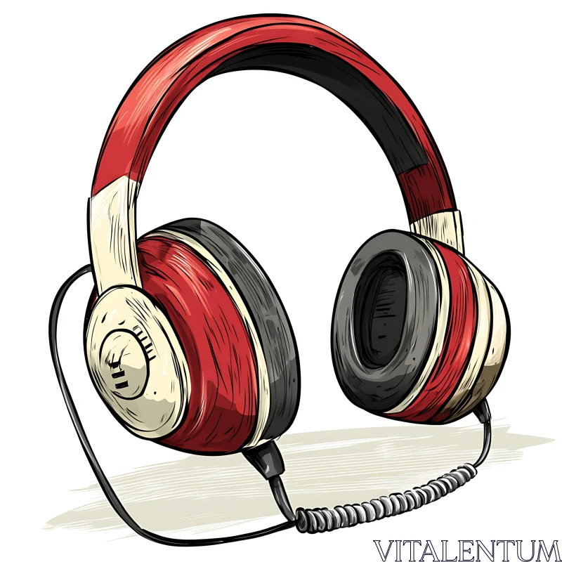 Hand-Drawn Over-Ear Headphones Illustration AI Image