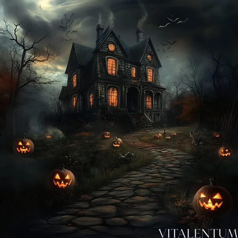 AI ART Gothic Haunted House with Eerie Halloween Atmosphere