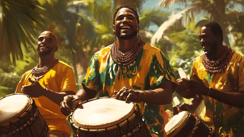 Joyful African Drummers Celebrating