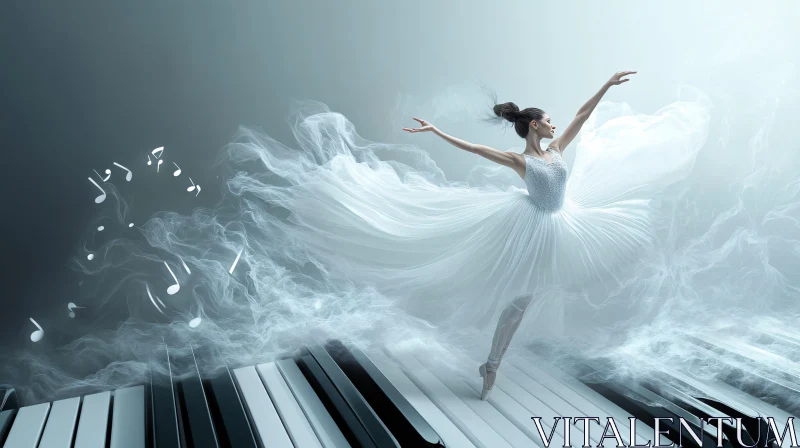 Graceful Ballet On Piano Keys AI Image