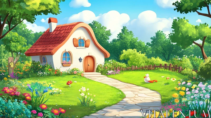 AI ART Enchanting Countryside Cottage Surrounded by Nature