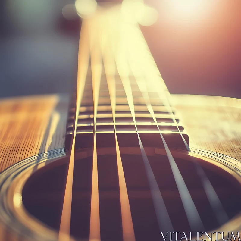 Acoustic Guitar with Sunlit Strings AI Image