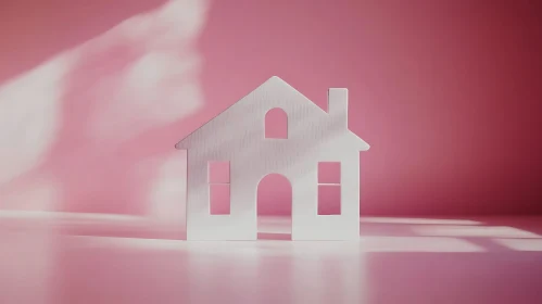 Abstract White House Design on Pink Backdrop