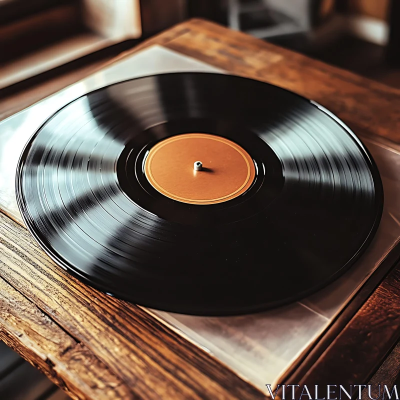 Vintage Vinyl Record on Turntable AI Image