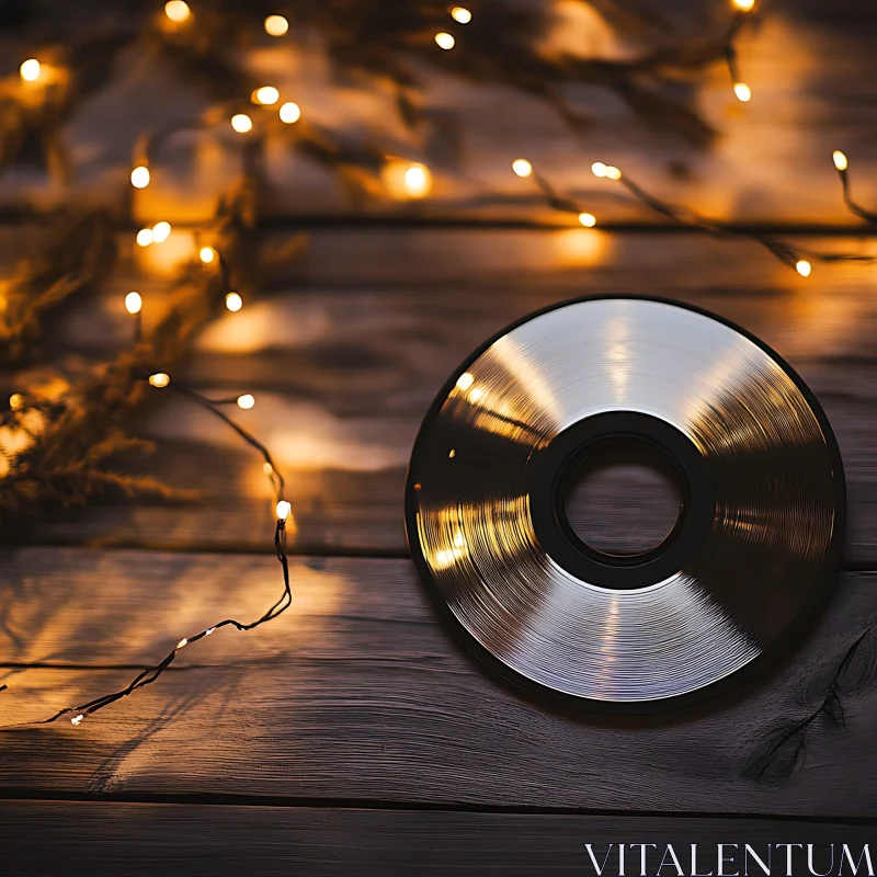 Rustic Festive Ambiance with CD and Lights AI Image