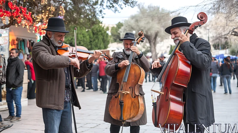 Street Music Performance by Elderly Musicians AI Image