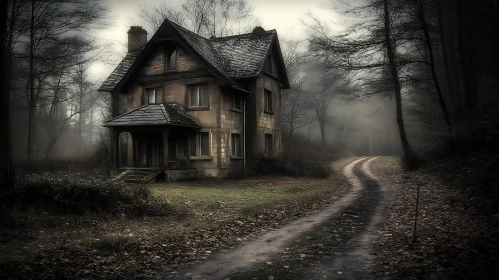 Haunted House on a Forest Path