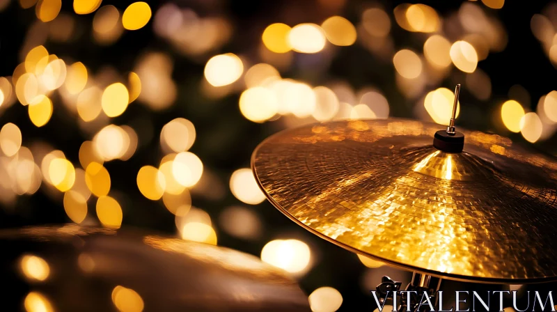 Cymbal with Blurred Golden Lights AI Image