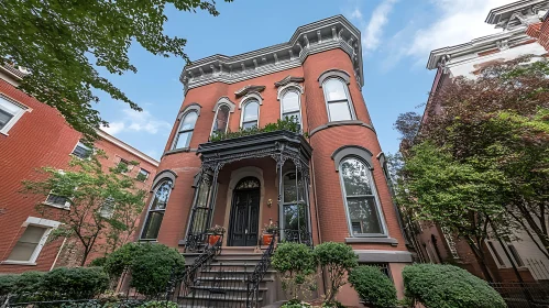 Historic Victorian Brick Home with Ornate Ironwork