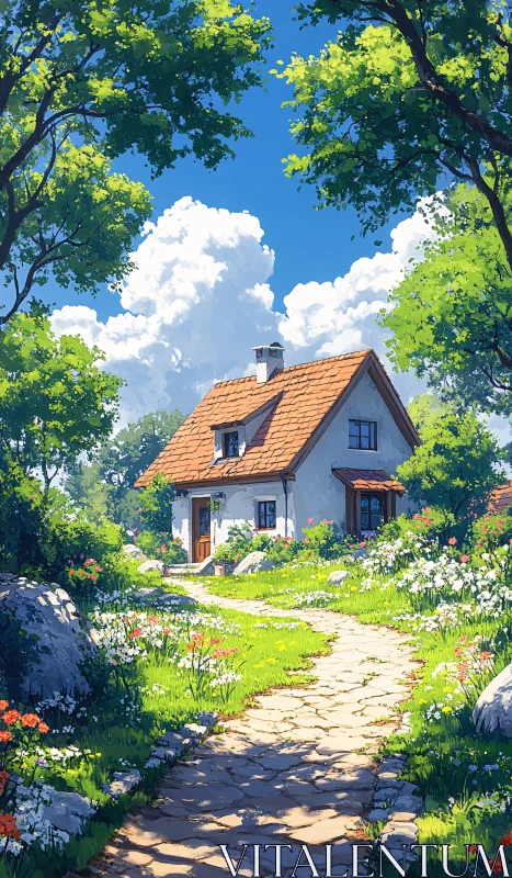 Idyllic Garden Cottage AI Image