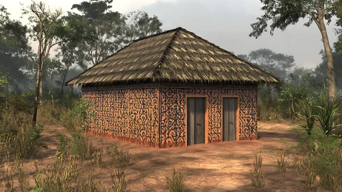 Rustic Hut in a Forest Landscape