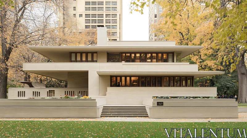 Contemporary House Surrounded by Autumn Foliage AI Image