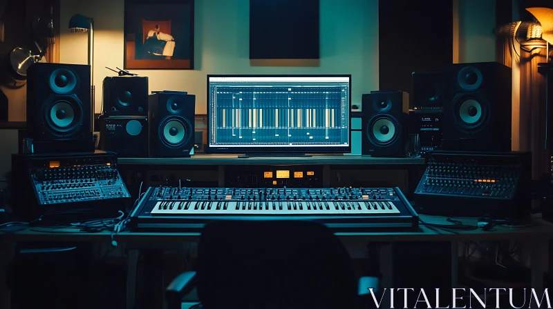 Contemporary Music Production Room Setup AI Image