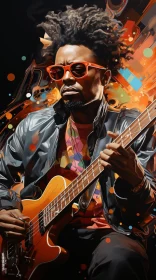 Guitarist with Afro Hair and Vibrant Sunglasses