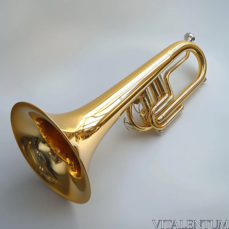 Shiny Brass Trumpet with Reflective Surface AI Image