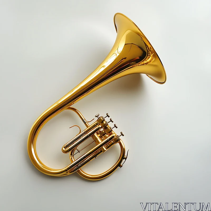 A Glimmering Brass French Horn Display AI Image