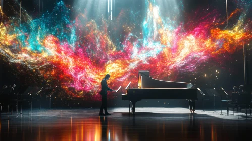 Piano Concert with Abstract Light Art