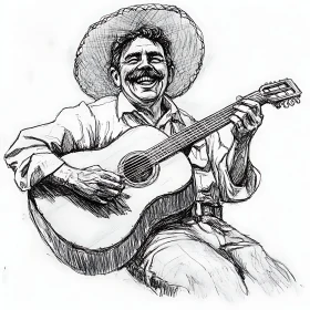 Happy Guitarist Drawing